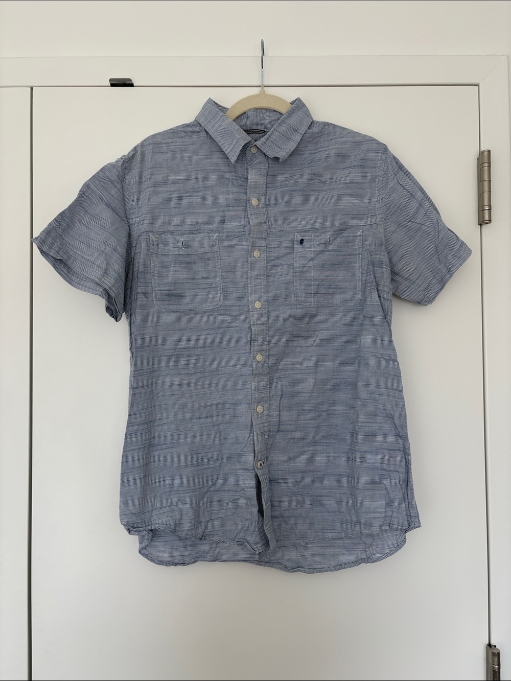 Izod Short-Sleeve Button-Down Shirt in Light Blue